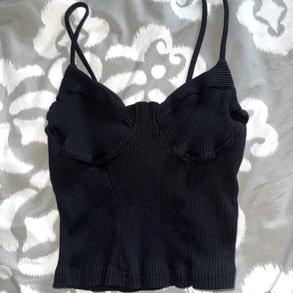 Black Sleeveless Bustier Crop Top